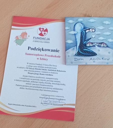 Podziękowanie za udział w akcji charytatywnej