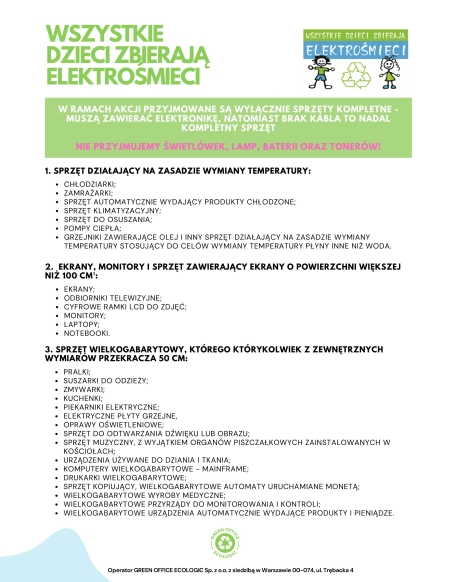 WSZYSTKIE DZIECI ZBIERAJĄ ELEKTROŚMIECI
