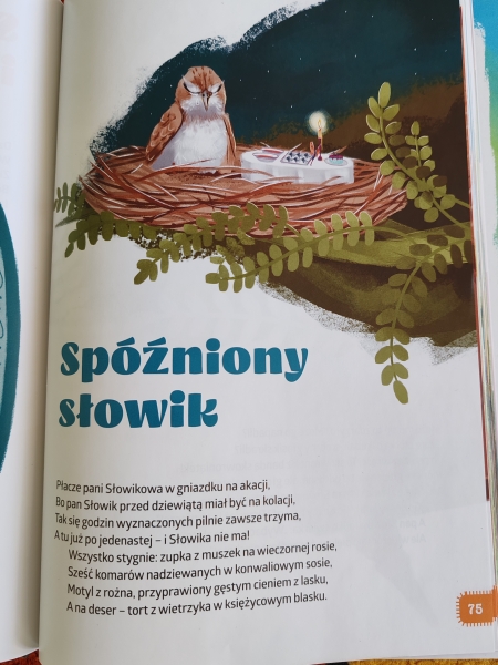 Realizacja zadania z projektu czytelniczego - wiersz ''Spóźniony słowik'' 